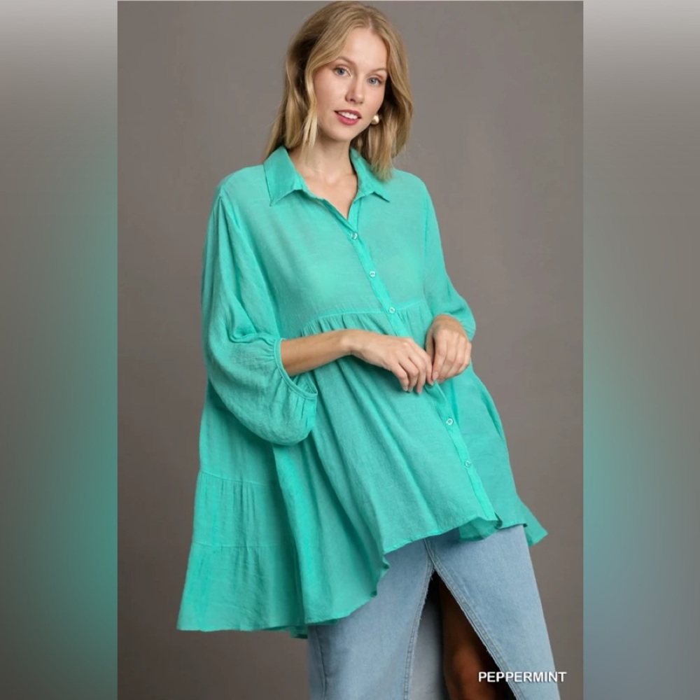 Peppermint Umgee tiered button down